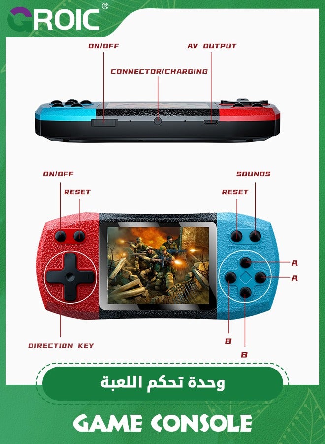 Retro Handheld Video Game Console with 620 Classic Games, Micro USB Rechargeable, 3 Inch LCD Screen, MultiPlayer and TV Support