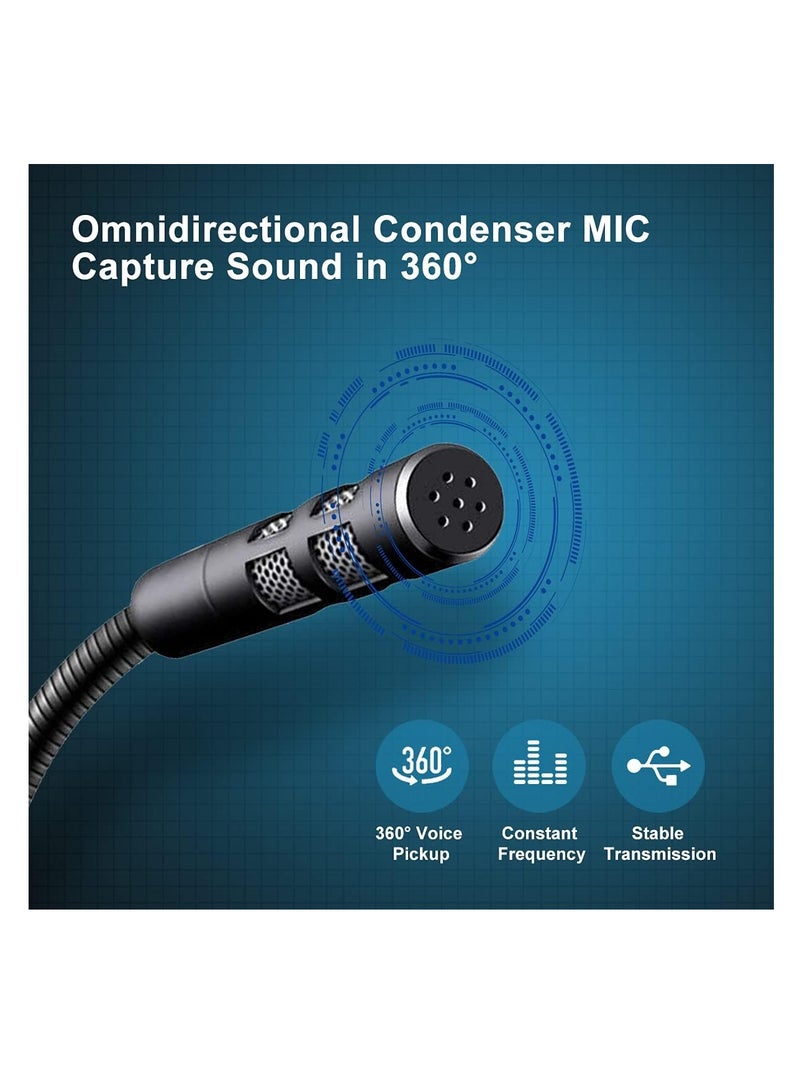 USB Microphone, USB PC Mic for Business Video Conference, Recording, Chat, Podcasting, Online Class, Mute Button with LED Indicator, Compatible with Macbook, Laptop, PC, Window