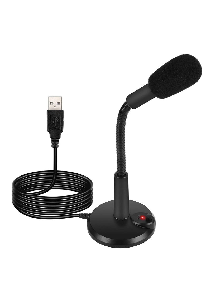 USB Microphone, USB PC Mic for Business Video Conference, Recording, Chat, Podcasting, Online Class, Mute Button with LED Indicator, Compatible with Macbook, Laptop, PC, Window