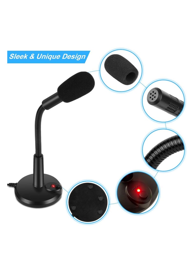 USB Microphone, USB PC Mic for Business Video Conference, Recording, Chat, Podcasting, Online Class, Mute Button with LED Indicator, Compatible with Macbook, Laptop, PC, Window