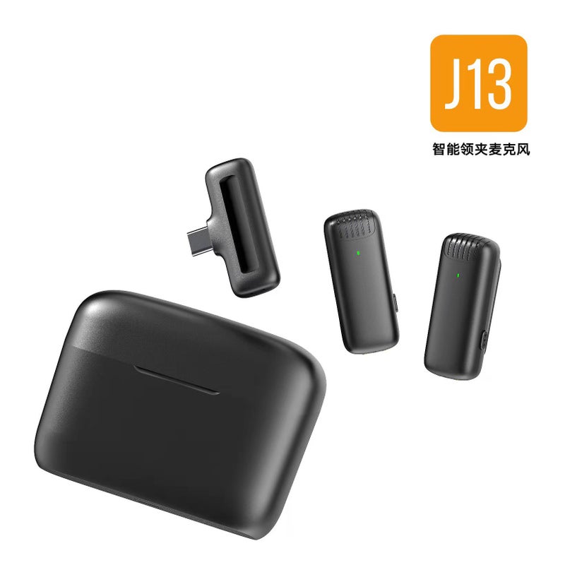 New J11 Clip-On Wireless Microphone with Charging Case Noise-Cancelling J13 Pingguo interface one-to-two dual microphone single receiver