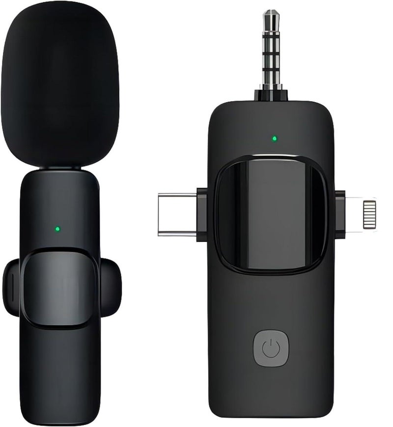 3-in-1 Clip-on Microphone K15 Wireless Mini Mic 3.5mm New K15 three-in-one [one drag one]]