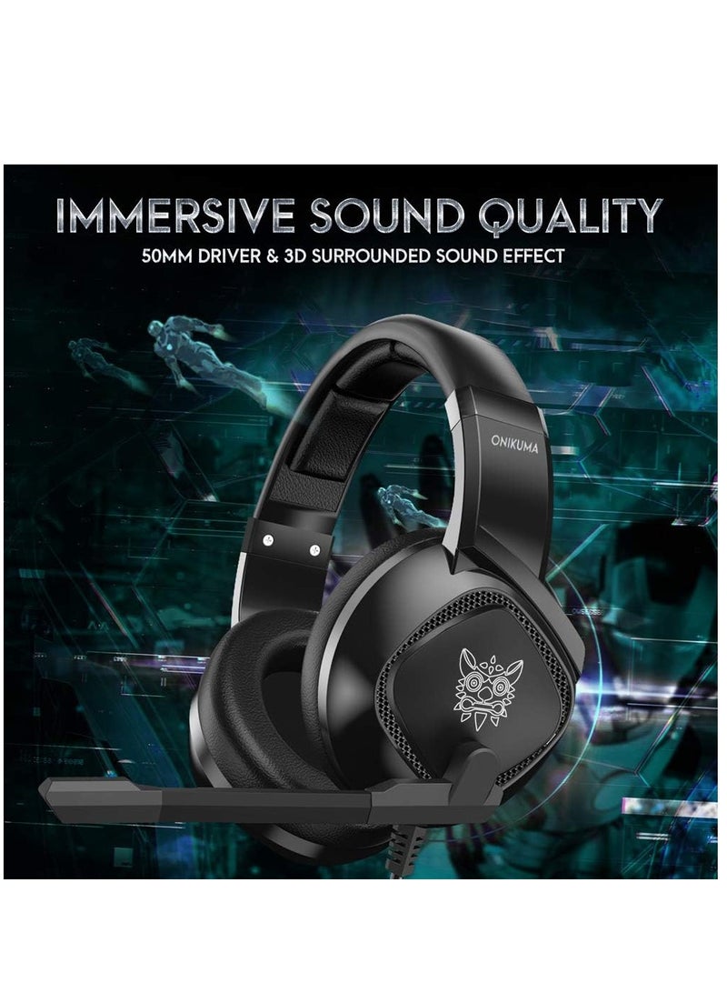 Wired Gaming Headset Over Ear Headphones Noise Canceling E-Sport Earphone with Mic LED Lights Volume Control Mute Mic for PC Laptop PS4 Smart Phone