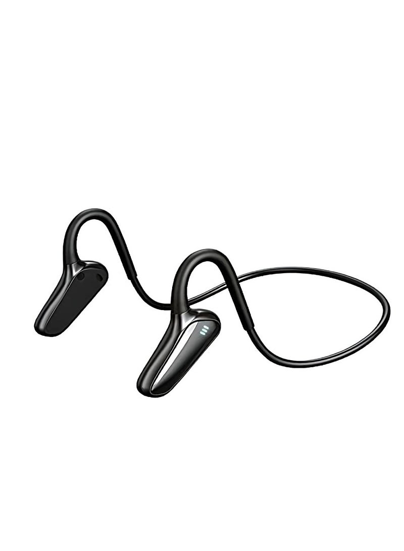 Bone Conduction Wireless Bluetooth Headphones, IPX5 Waterproof, Comfortable In-Ear Design, Stereo Sound with Microphone for Calls, Ideal for Running, Hiking, and Cycling (Black)