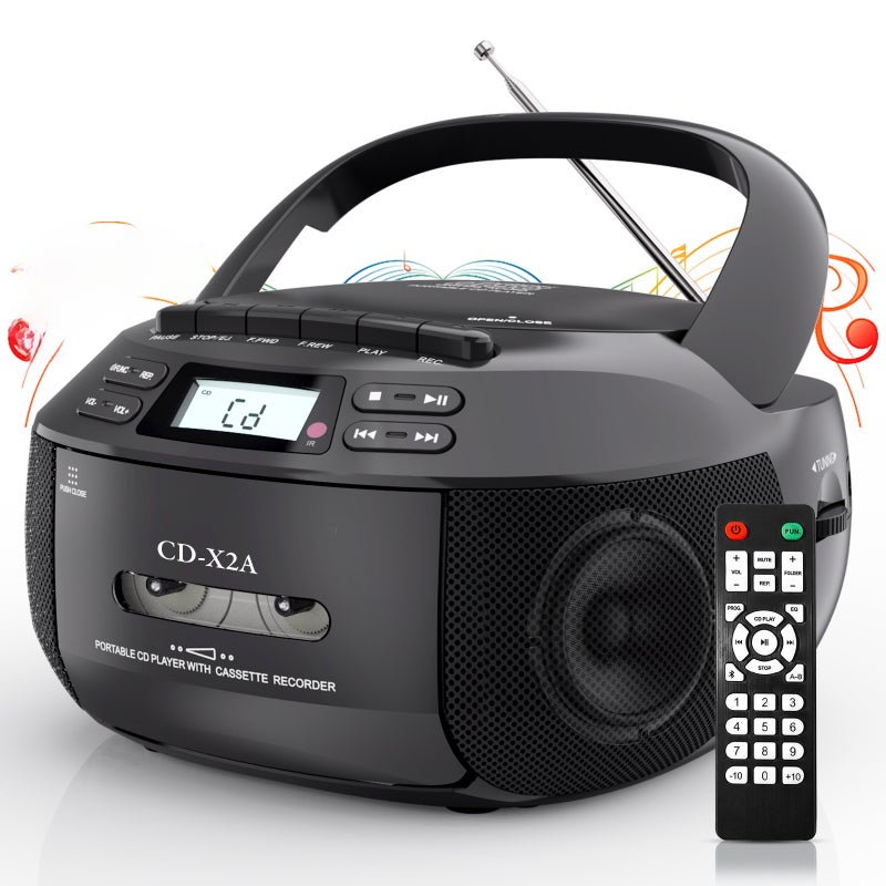 Bluetooth CD Player Radio USB MP3 Boombox Black (domestic)