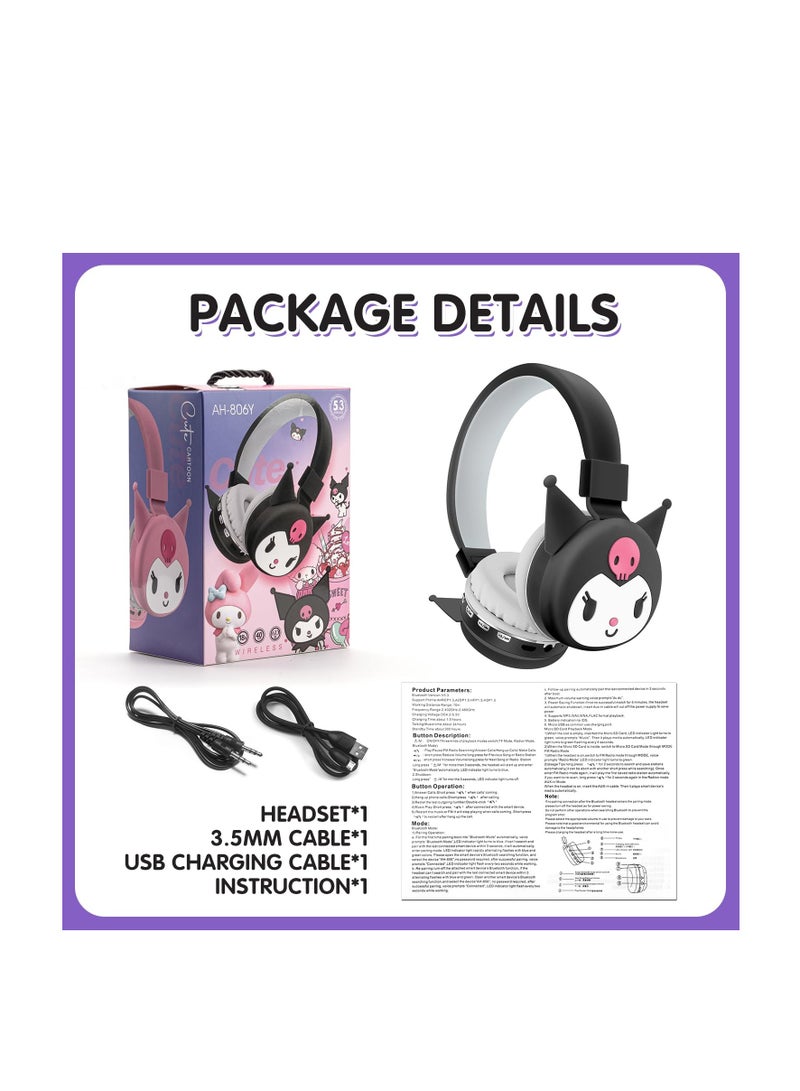 Cute Cat Ear Bluetooth Headphones for Kids with Microphone and TF Card, Perfect for School, Tablets, and Phones, Ideal for Boys and Girls