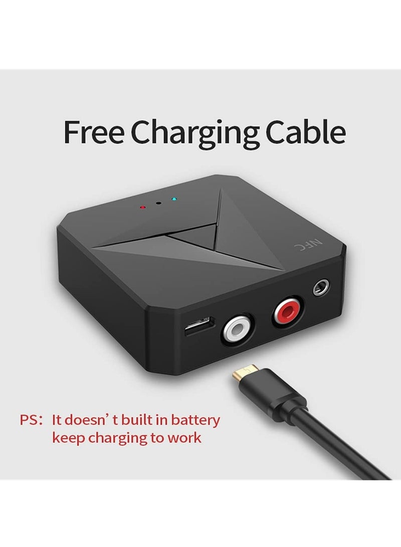 SYOSI Bluetooth 5.0 Transmitter Receiver, 2-In-1 Bluetooth Transmitter NFC Bluetooth Receiver Wireless Audio Bluetooth Adapter with 3.5mm Jack and RCA for TV Home Stereo Car Pc Home Theater
