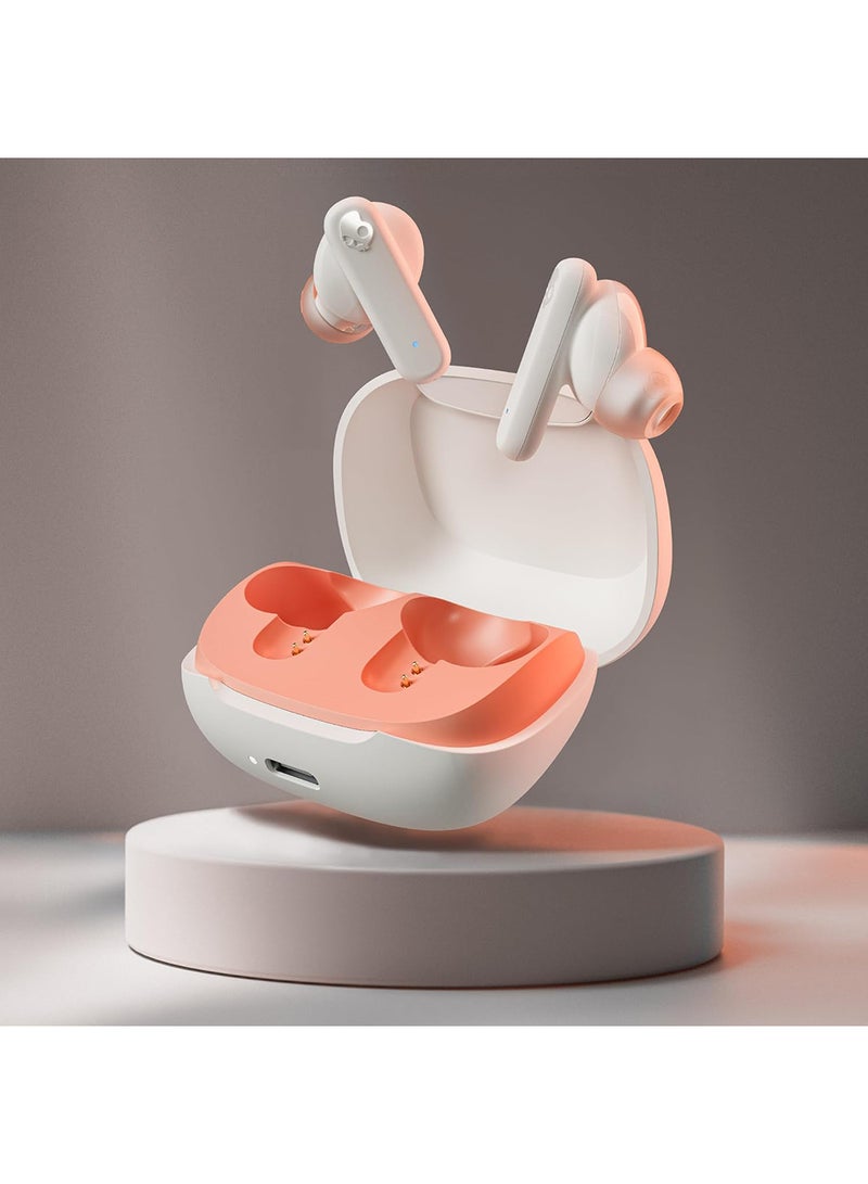 Smokin' Buds in-Ear Wireless Earbuds, 20 Hr Battery, 50% Renewable Plastics, Microphone, Works With iPhone Android And Bluetooth Devices And More Bone/Orange Glow
