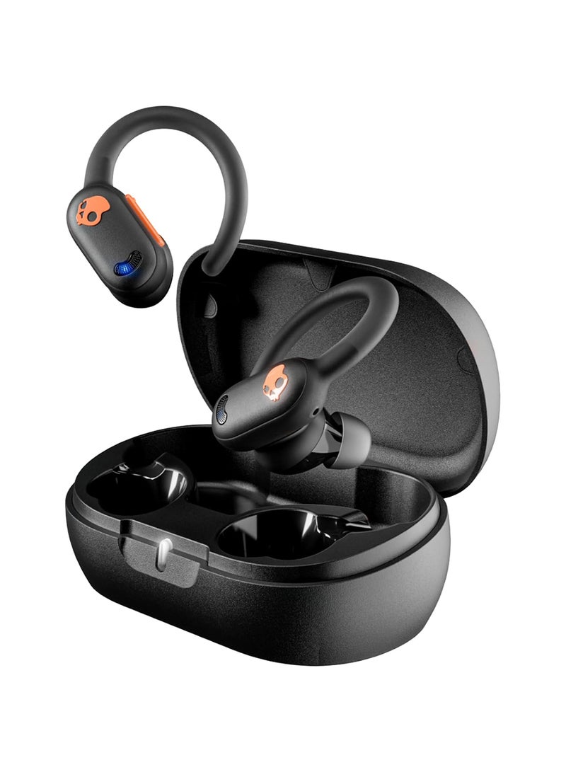 Push ANC Active in-Ear Wireless Earbuds, 58 Hr Battery, IP67 Waterproof, Wireless Charging, Microphone, Works With iPhone Android And Bluetooth Devices True Black/Orange