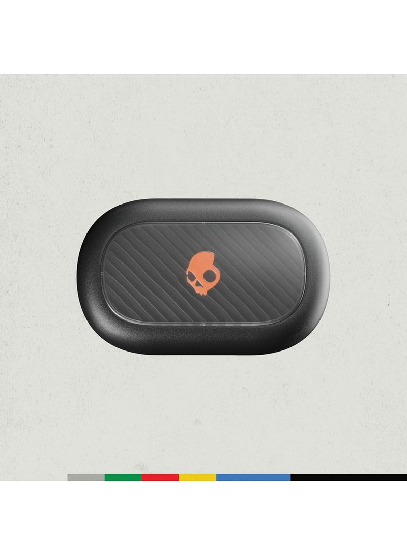 Push ANC Active in-Ear Wireless Earbuds, 58 Hr Battery, IP67 Waterproof, Wireless Charging, Microphone, Works With iPhone Android And Bluetooth Devices True Black/Orange