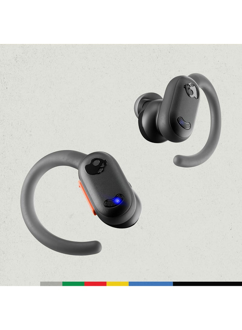 Push ANC Active in-Ear Wireless Earbuds, 58 Hr Battery, IP67 Waterproof, Wireless Charging, Microphone, Works With iPhone Android And Bluetooth Devices True Black/Orange
