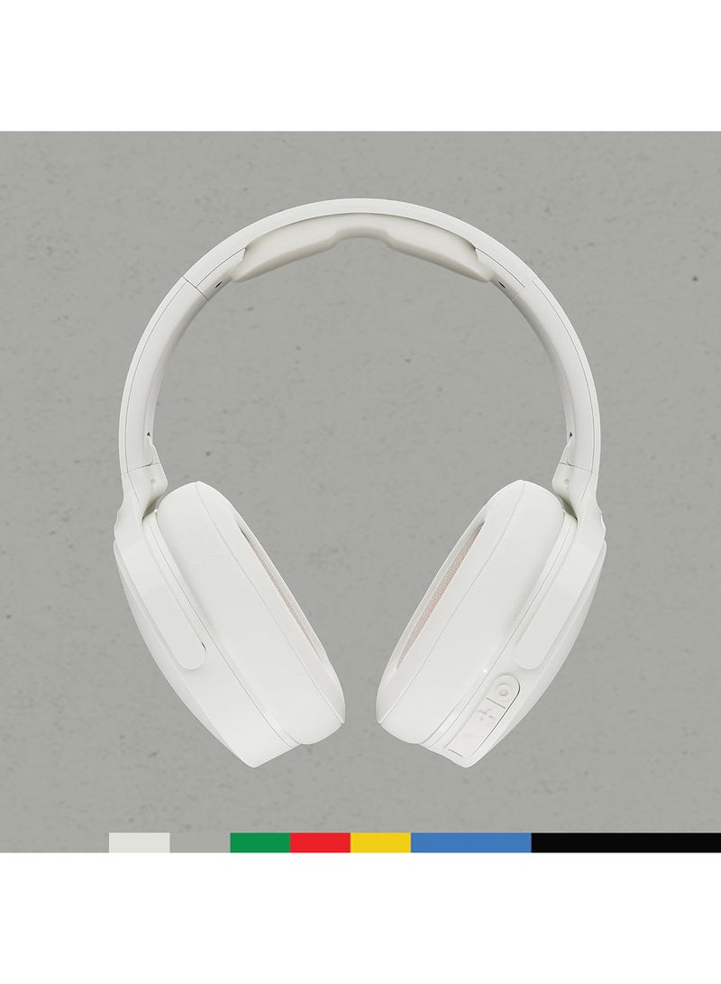 Hesh Evo Over-Ear Wireless Headphones, 36 Hr Battery, Microphone, Works With iPhone Android And Bluetooth Devices Bone/Orange Glow