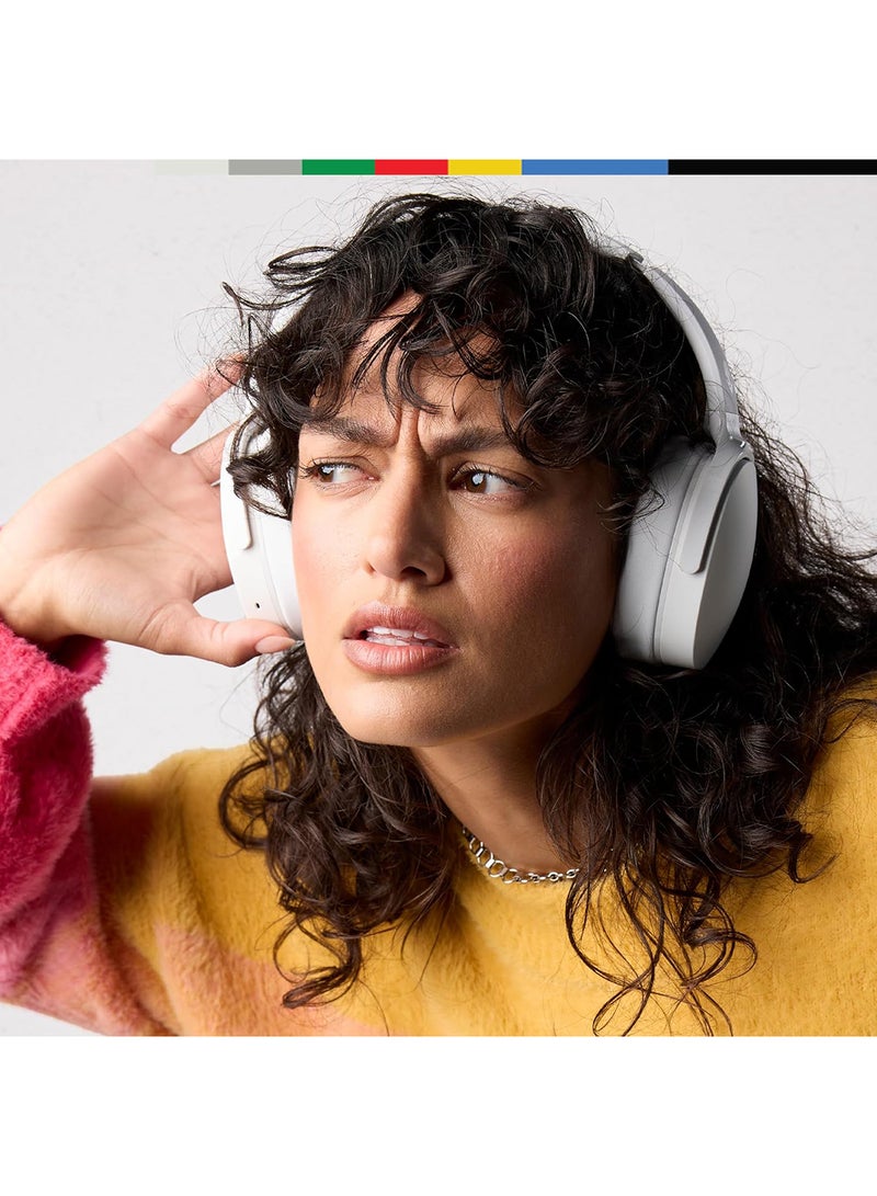 Hesh Evo Over-Ear Wireless Headphones, 36 Hr Battery, Microphone, Works With iPhone Android And Bluetooth Devices Bone/Orange Glow