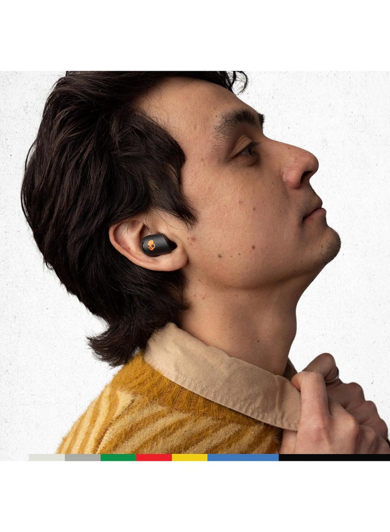 Sesh ANC Active Wireless In-Ear Headphones With Noise Cancellation, 48 Hours of Autonomy, IP67 Waterproof, Microphone, Compatible With iPhone And Android True Black/Orange