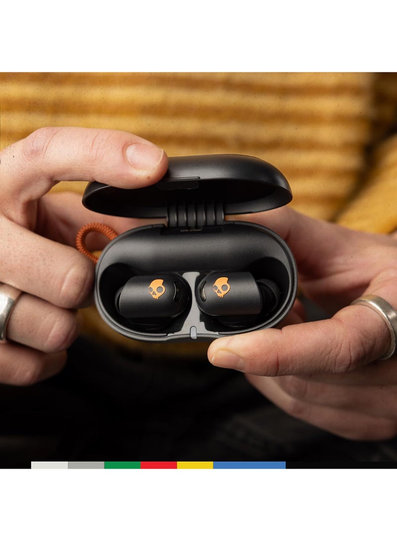 Sesh ANC Active Wireless In-Ear Headphones With Noise Cancellation, 48 Hours of Autonomy, IP67 Waterproof, Microphone, Compatible With iPhone And Android True Black/Orange