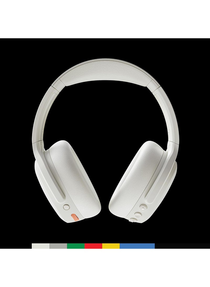 Crusher ANC 2 Over-Ear Noise Cancelling Wireless Headphones With Sensory Bass, 50 Hr Battery, Skull-iQ, Alexa Enabled, Microphone, Works With Bluetooth Devices Bone/Orange Glow