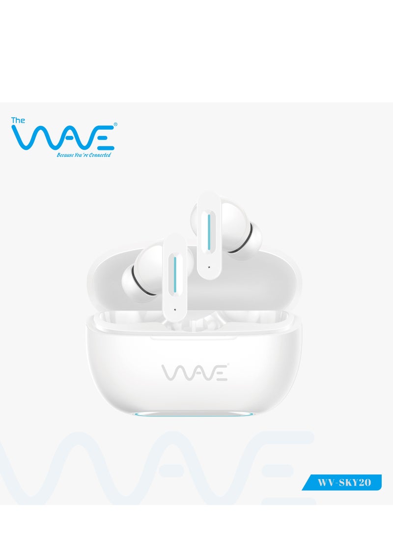 ENC Wireless Earphones with RGB Lights – 6 Hours Music Time, 5 Hours Talk Time, Noise Reduction Mic - White