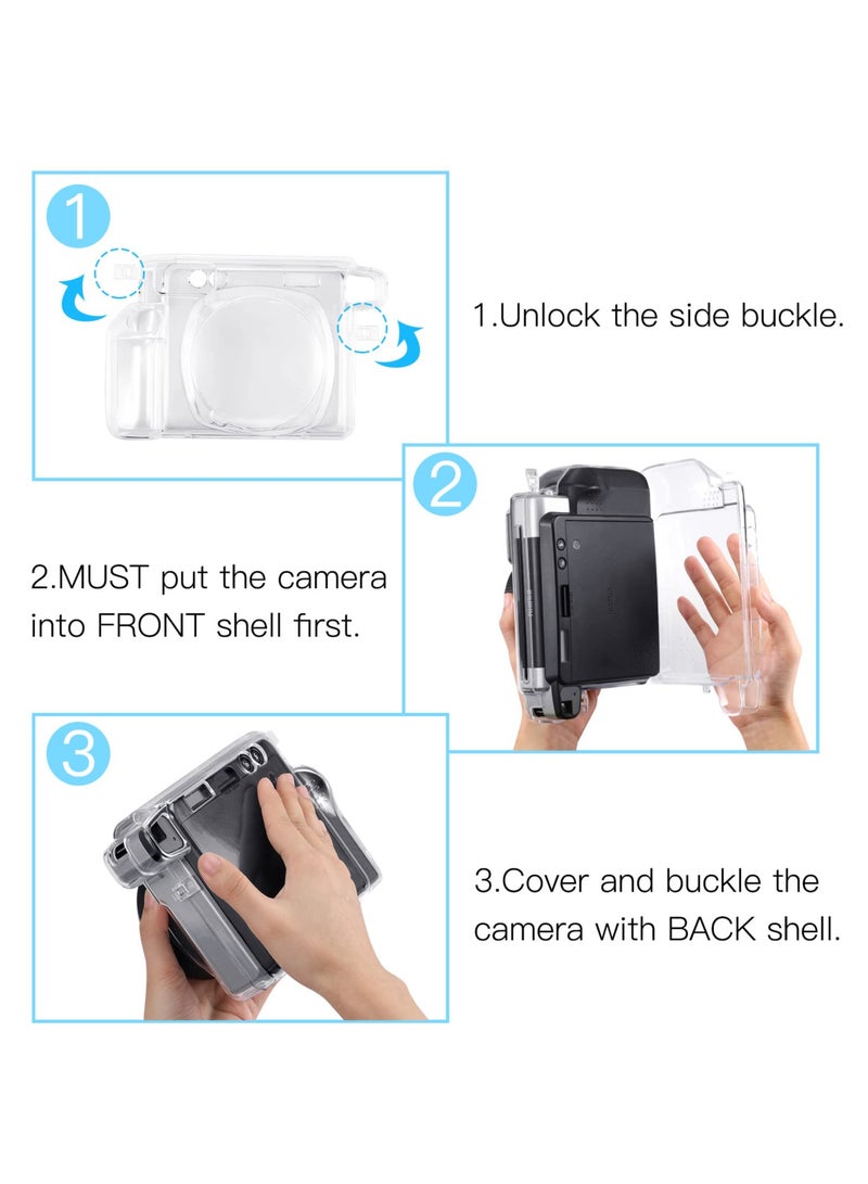 Crystal Clear Hard Case for Fujifilm Instax Wide 300 Instant Film Camera with Precise Cutouts and Protection