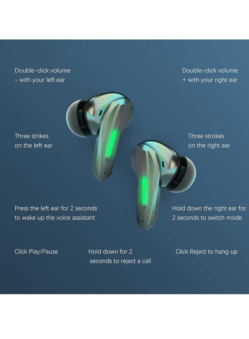 IPX7 Waterproof Wireless Bluetooth Earbuds with ENC Noise Cancelling, HD Stereo Sound, Touch Control, No Lag, Dual Mode for Gaming, Sports, and Music Listening.