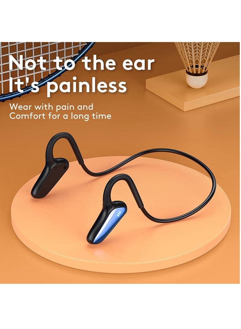 Bone Conduction Wireless Bluetooth Headphones, IPX5 Waterproof, Comfortable In-Ear Design, Stereo Sound with Microphone for Calls, Ideal for Running, Hiking, and Cycling (Black)