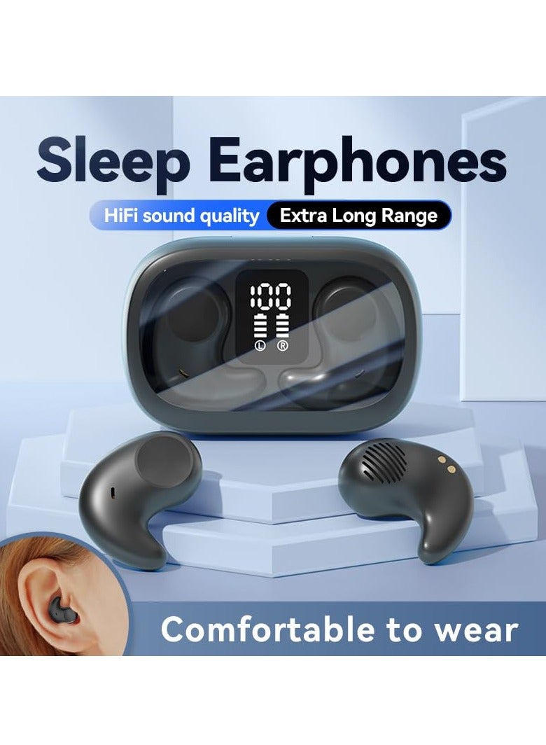 Invisible Sleep Earbuds Noise Cancelling Headphones Bluetooth 5.4 Headset for Side Sleepers Small Ears Discreet Tiny Earphones for Sleeping Sport Black