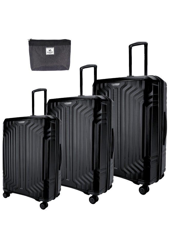 Sonada Hardside Luggage Set of 3 Expandable PP Material With Double Zipper, ANTI Theft Lock