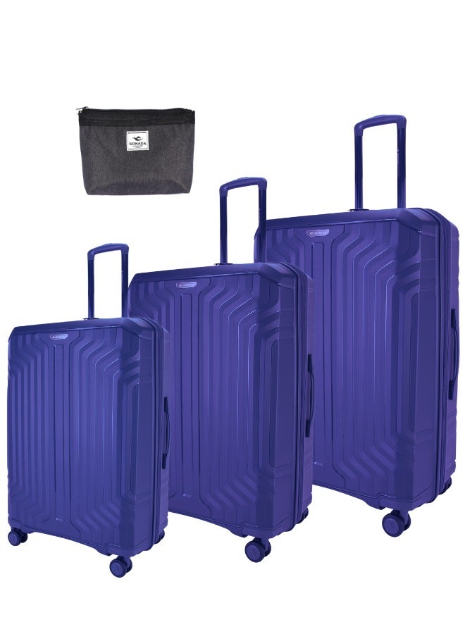 Sonada Hardside Luggage Set of 3 Expandable PP Material With Double Zipper, ANTI Theft Lock