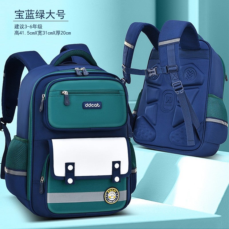 3D Relief Backpanel Doraemon Kids Backpack for Boys 2024 New Royal blue and green large [suitable for grades 3-6]]