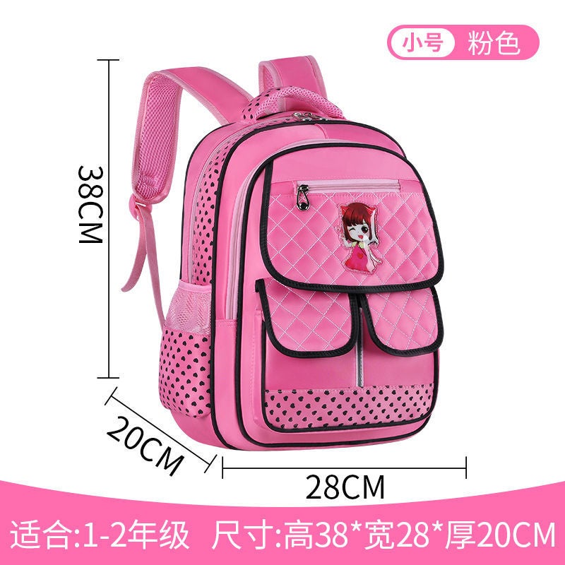 Korean Style Schoolbag Female 1-3-5 Grade Childrens Backburden Reduction Schoolbag Girl 6-12 Years Old Waterproof Schoolbag for Primary School Students Pink Trumpet (Kindergarten-Grade 1)