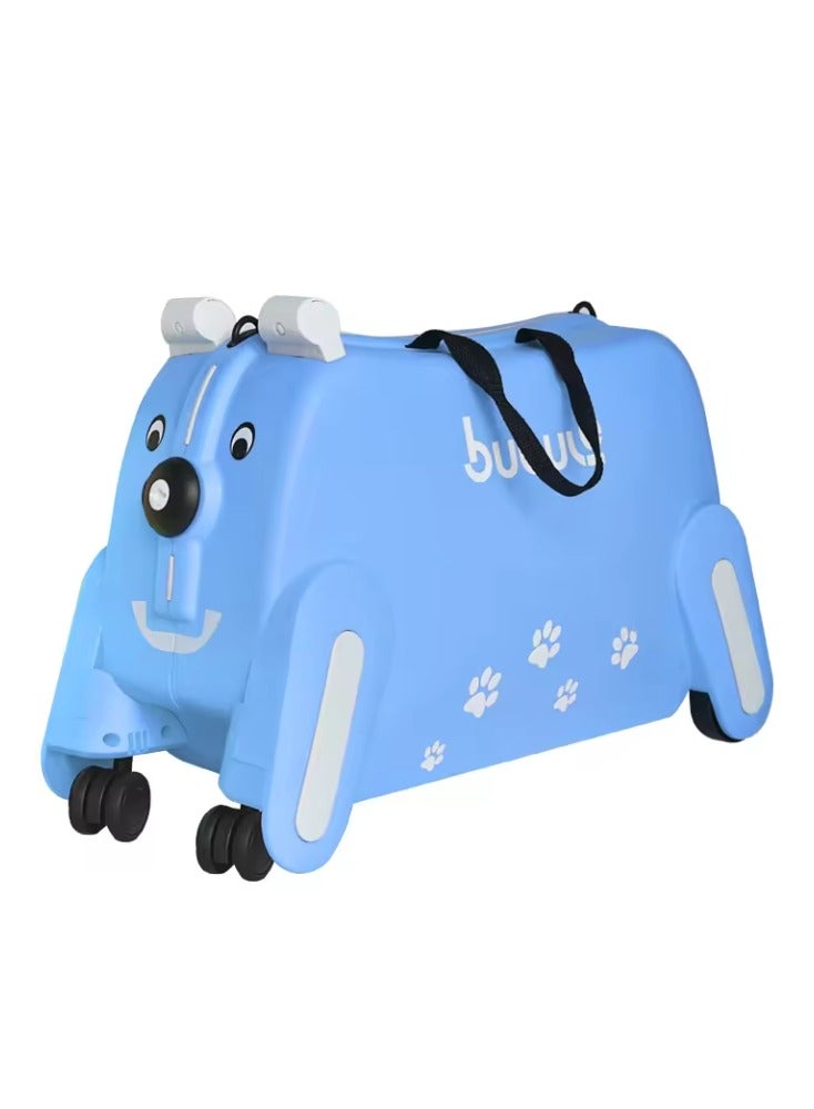 Cute Kids Trolley Bag Dog Shape Kid Toy Travel Luggage 1-8 age (Light Blue)