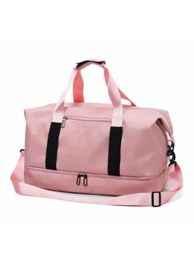 Zipper Closure Duffel Bag Pink/Black