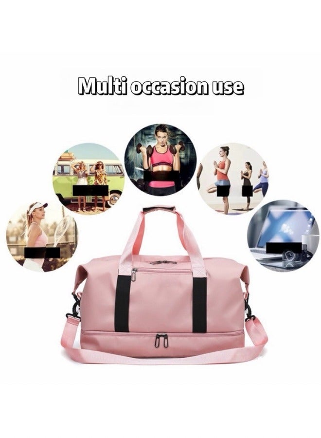 Zipper Closure Duffel Bag Pink/Black