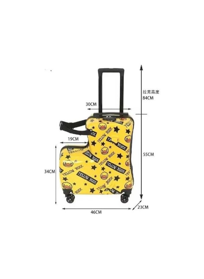 Cute Unisex Kids Ride on Suitcase Travel Trolley Case Spinner Carry on Luggage with Wheels suggest