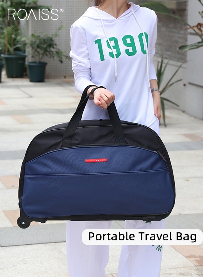 Unisex Trolley Travel Bag Oxford Fabric Large Capacity Foldable Multifunctional Luggage Bag with Various Carrying Methods Waterproof Wear Resistant Sports Fitness Bag with Smooth Zipper and Wheels