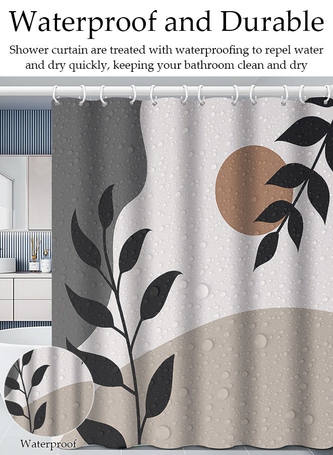 4 Pcs Bathroom Shower Curtain Set, Bathroom Sets with Rugs(Bath Mat, U Shape and Toilet Lid Cover Mat) and Shower Curtain With 12 Metal Hooks, Water Absorbent, Machine Washable Bath Rugs For Bathroom