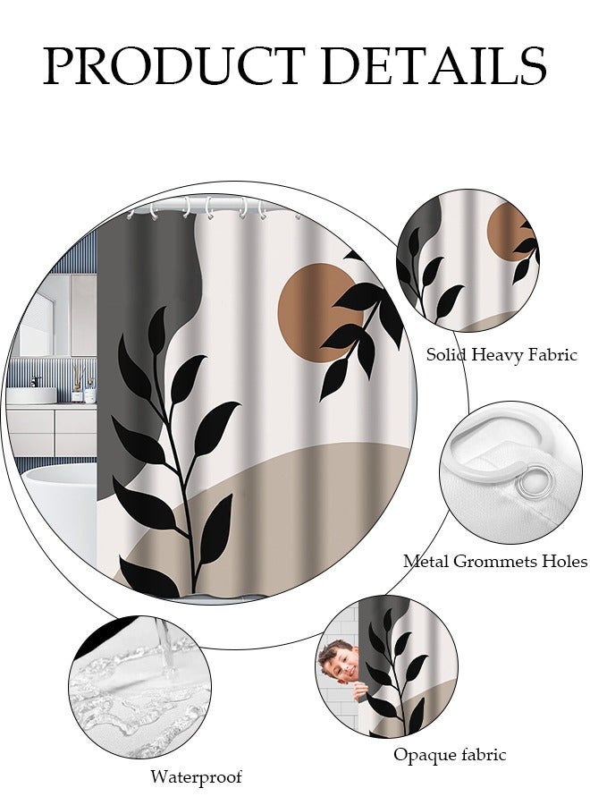 4 Pcs Bathroom Shower Curtain Set, Bathroom Sets with Rugs(Bath Mat, U Shape and Toilet Lid Cover Mat) and Shower Curtain With 12 Metal Hooks, Water Absorbent, Machine Washable Bath Rugs For Bathroom
