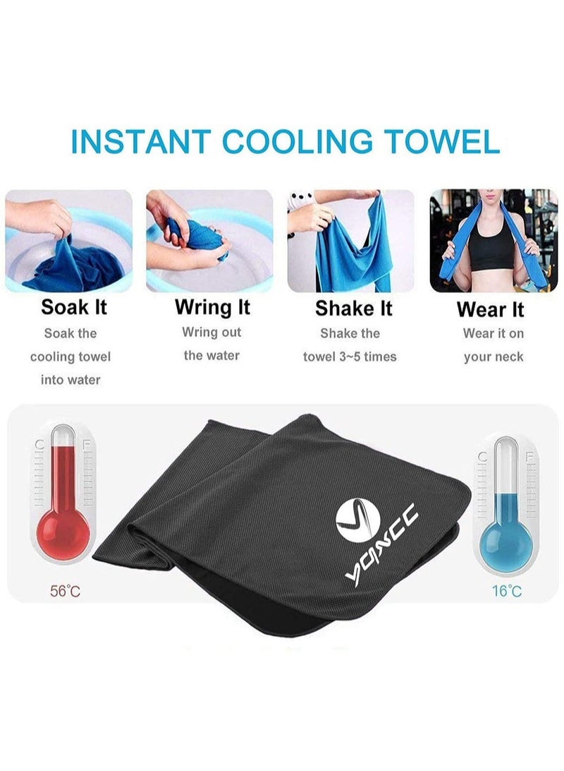 Cooling Towel 3 Pcs 100 x 30 cm Microfiber Towel for Instant Cooling Relief Cool Cold Towel Breathable Chilly Microfiber Towel for Yoga Golf Travel Gym Sports Camping Football