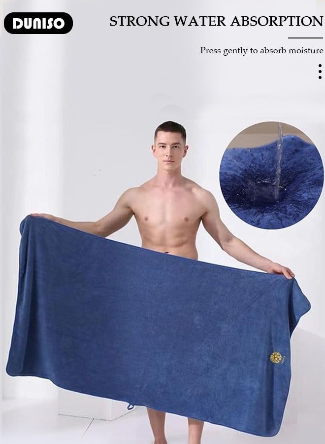 Men's Bath Wrap Towel Spa Robe with Pocket Adjustable Sauna Towels Wearable Body Wrap Towel Water Absorbent Quick-Drying Microfiber Shower Bath Towel