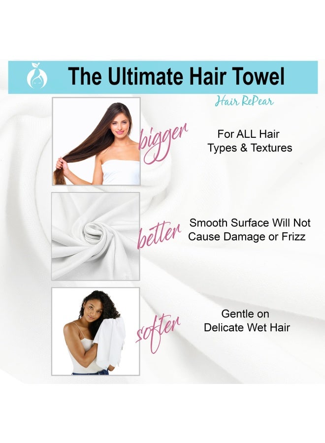 Hair Repear Ultimate Hair Towel - Anti Frizz Absorbent Premium Cotton Product To Enhance Your Healthy Natural Hair Perfect For Plopping Wrapping Scrunching Curly Wavy Or Straight Hair - Large 29X45In