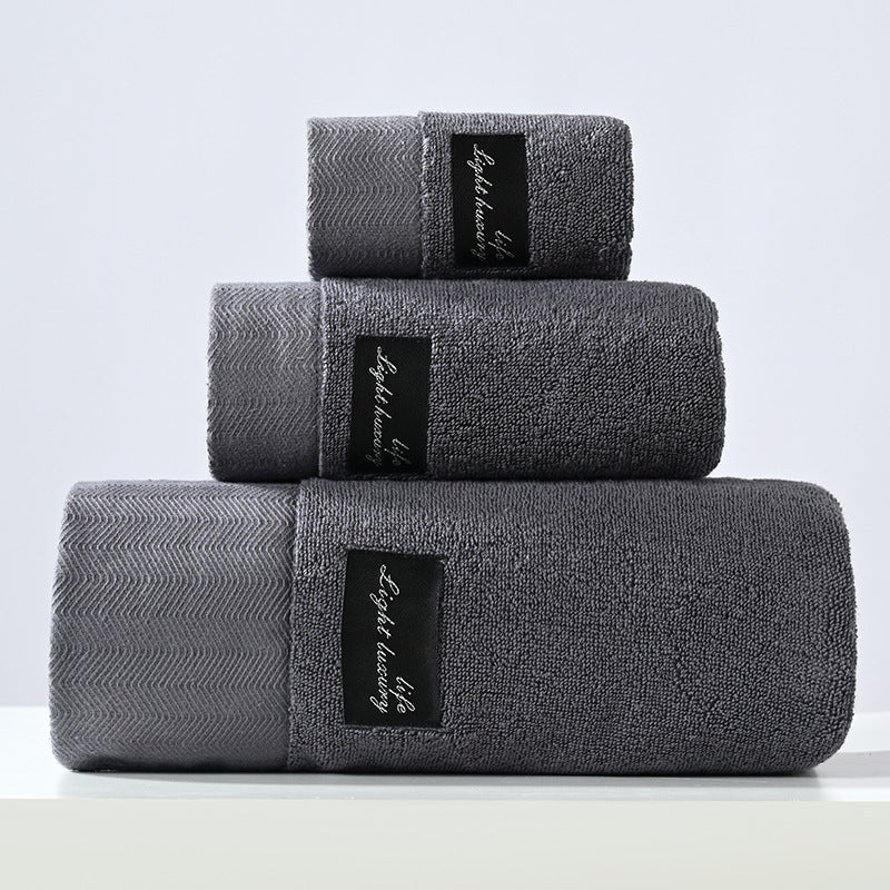 100% Cotton Towel Bath Set 3-Piece Gift Box Dark gray