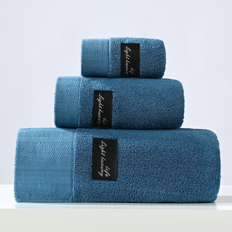 100% Cotton Towel Bath Set 3-Piece Gift Box Blue