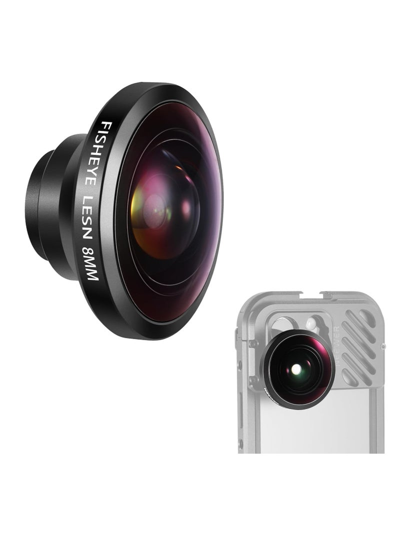 HD 8mm Fisheye Lens for 17mm Thread Compatible with SmallRig iPhone Samsung Cases 220 Degree Wide Angle