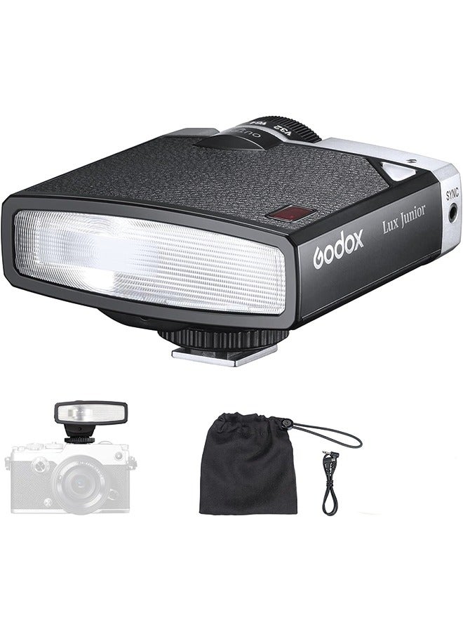 Godox Lux Junior Retro Camera Flash, GN12 with 7 Levels Flash Power, CCT 6000K±200K with S1/S2 Optical Control for Fuji, for Canon, for Nikon, for Sony, for Olympus Camera