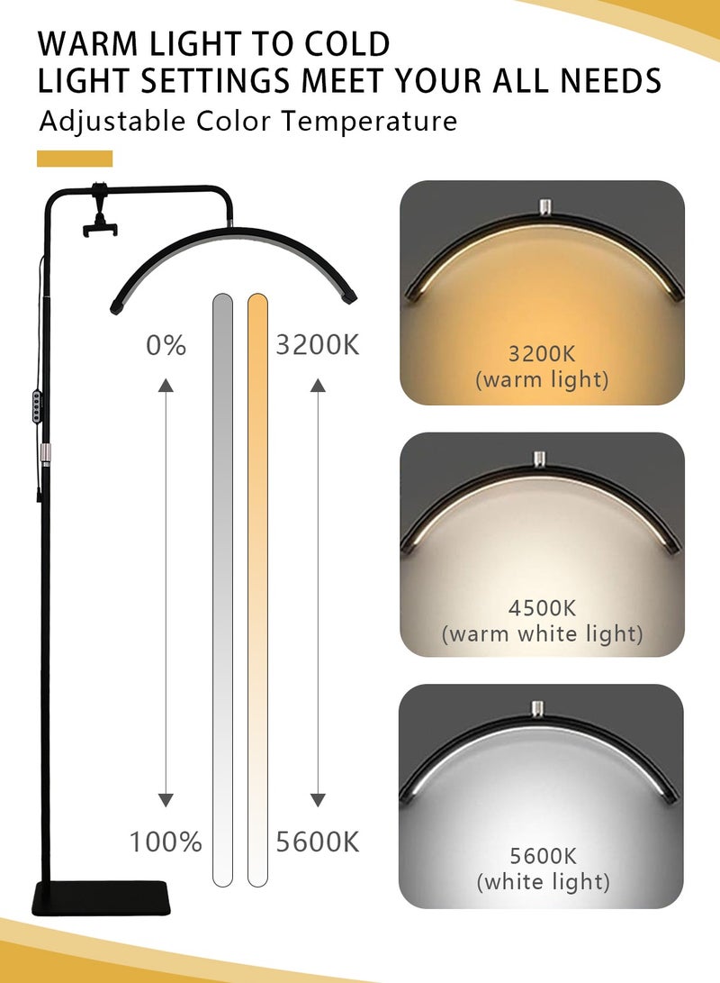 Floor Half Moon Beauty Light Eyelash LED Light Nail Lamp with Phone Holder Adjustable Height and Brightness