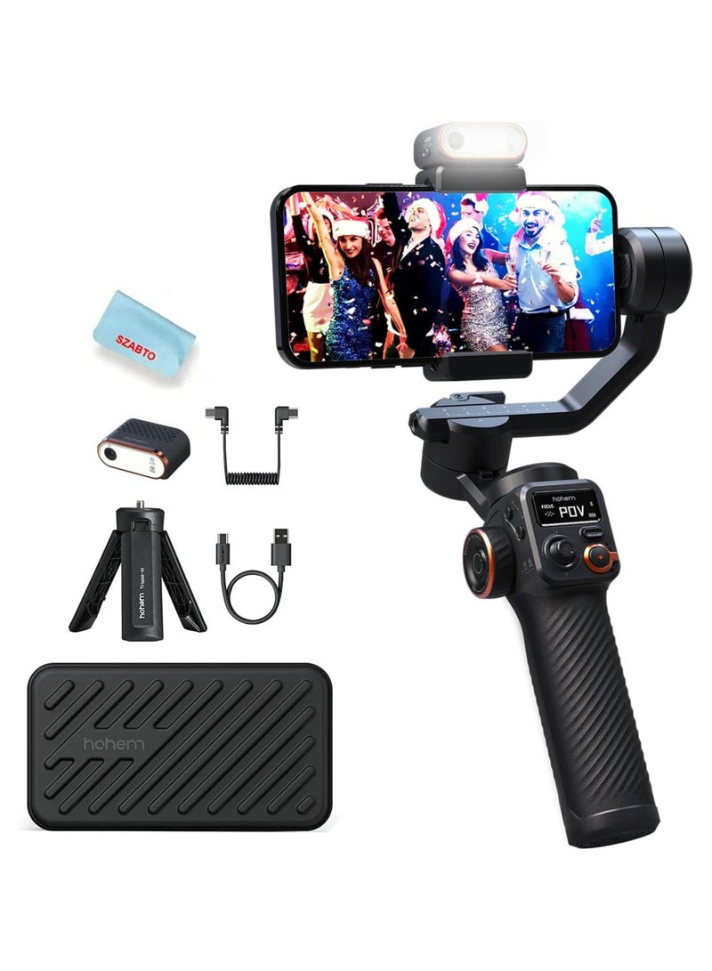 Hohem iSteady M6 Kit 3-Axis Smartphone Gimbal Stabilizer with Magnetic Fill Light/AI Tracking Sensor for iPhone Android with 0.91-Inch OLED Display