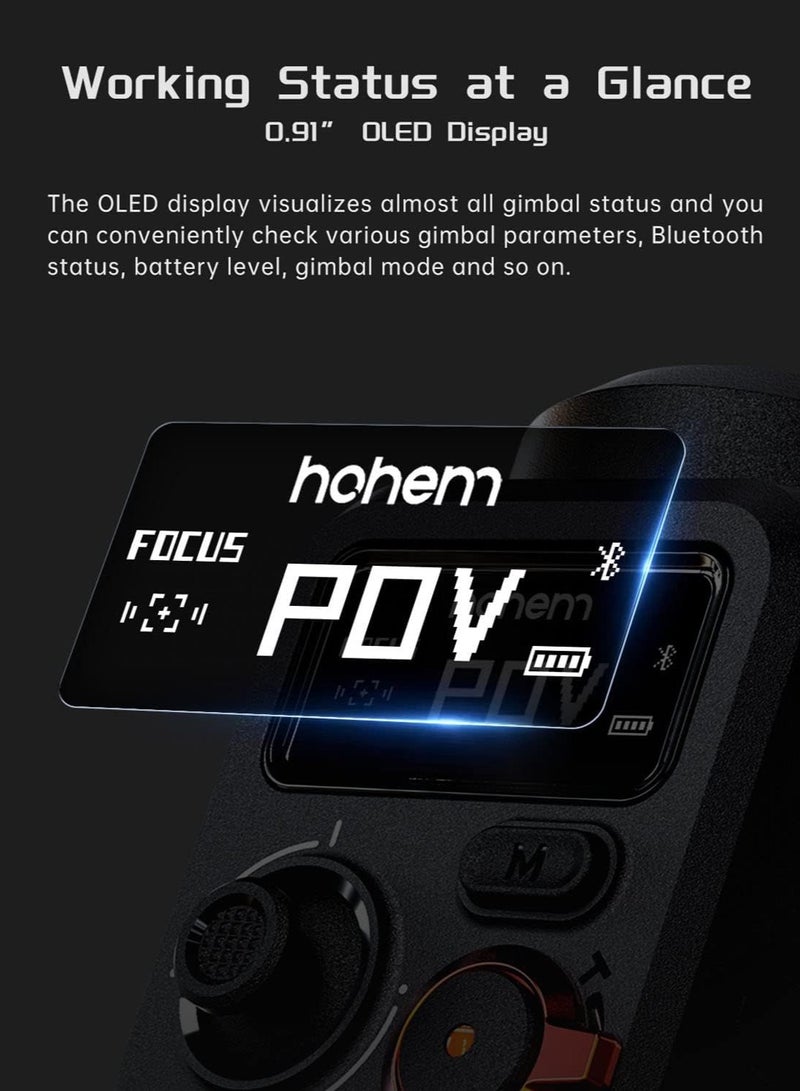 Hohem iSteady M6 Kit 3-Axis Smartphone Gimbal Stabilizer with Magnetic Fill Light/AI Tracking Sensor for iPhone Android with 0.91-Inch OLED Display