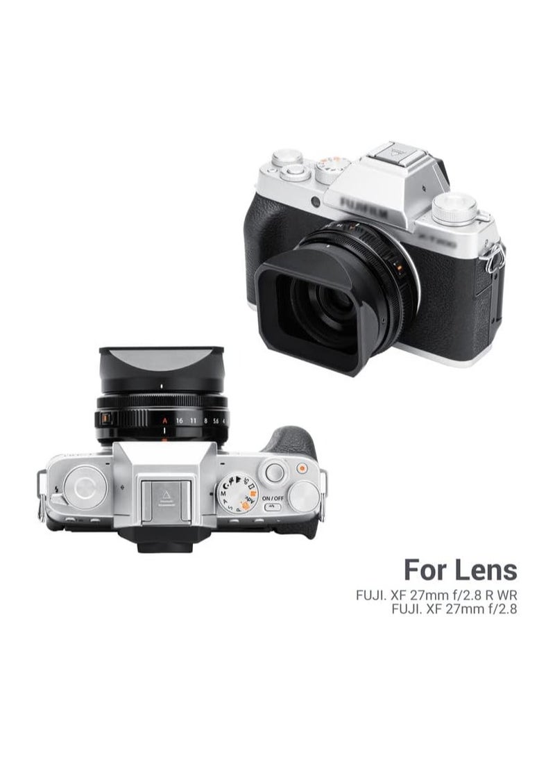 Metal Lens Hood for Fujifilm XF 27mm F2.8 R WR - Replaces Original LH-XF27, Reduces Lens Flare, Prevents Reflection, Protects Lens (Includes Hood Cap)