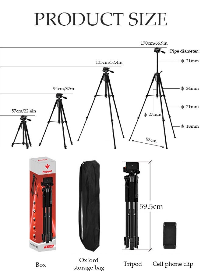 Tripod Stand Extendable Phone Tripod Stand with Portable Pouch, Portable Phone Tripod Stand, Phone Mount for iPhone＆ Android Phone Gopros DSLR Cameras