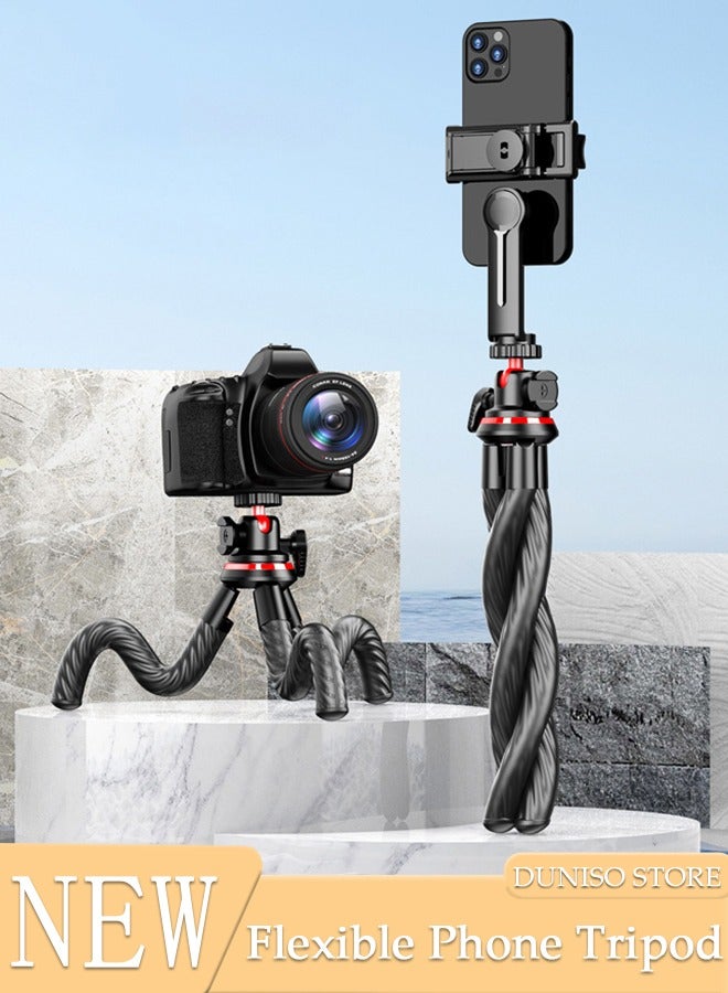 Mini Flexible Phone Tripod, Flexible Selfie Stick Camera Phone Tripod with Remote, Small Travel GoPro Tripod for Video Recording Vlogging, Octopus Tripod for Phone