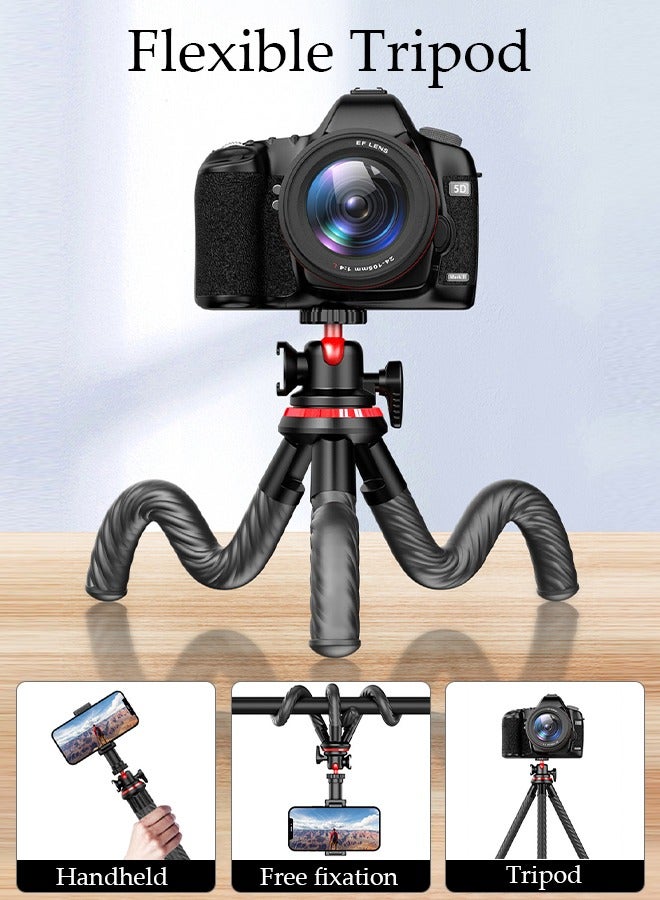 Mini Flexible Phone Tripod, Flexible Selfie Stick Camera Phone Tripod with Remote, Small Travel GoPro Tripod for Video Recording Vlogging, Octopus Tripod for Phone